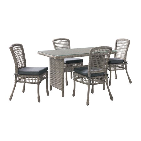 Alaterre Furniture Asti All-Weather Wicker 5-Piece Outdoor Dining Set with 30"H Dining Table and Four Dining Chairs AWWF0566FF